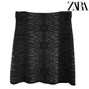 Zara Knit Women's Sexy Metallic Snakeskin Short Skirt High Waist Knit Mini skirt
